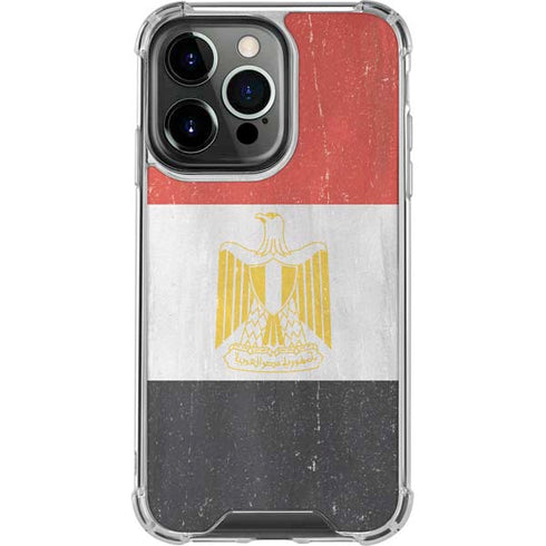 Egyptian Flag Distressed iPhone 15 Pro Clear Case